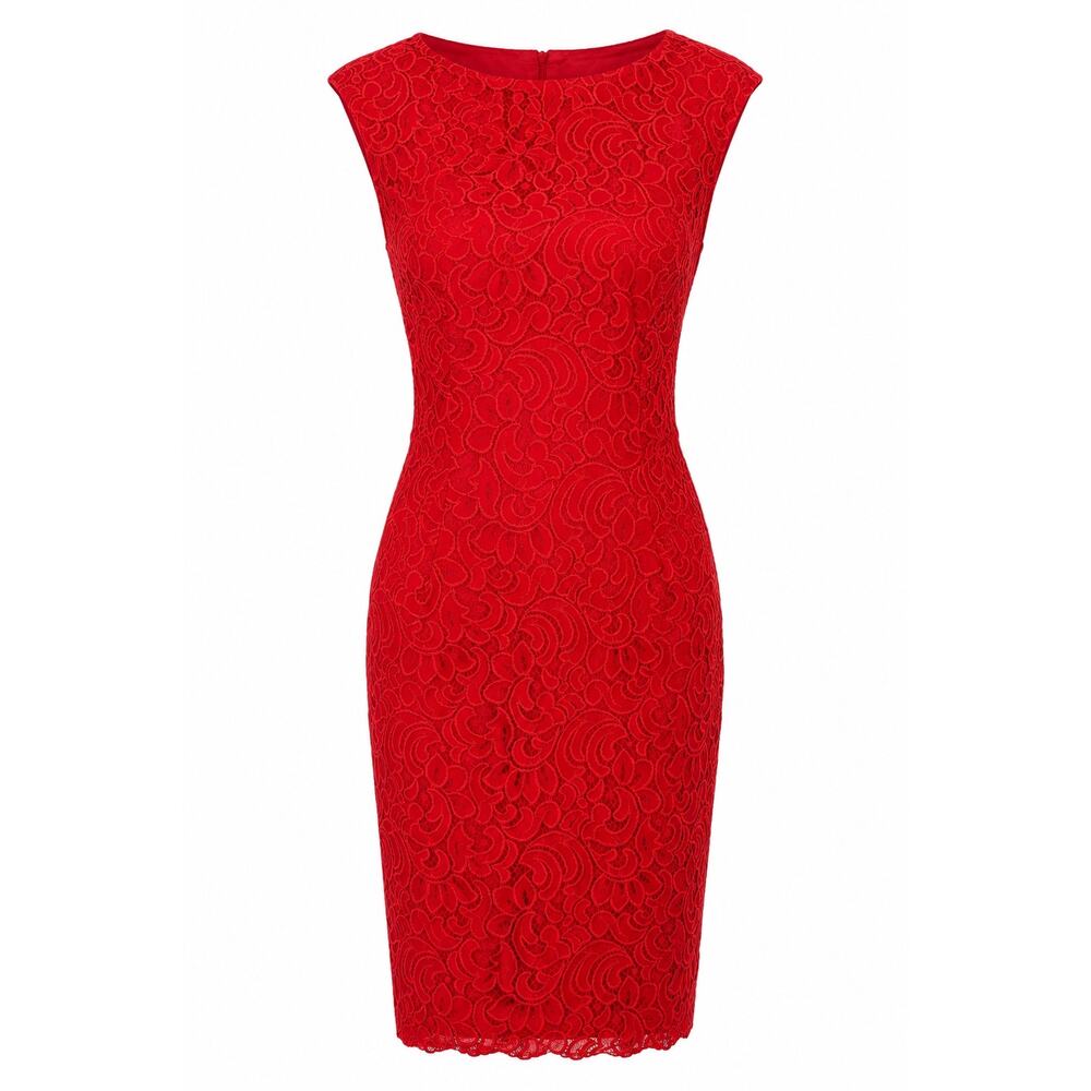 Evan Picone Black Label Lace Sheath Dress Sleeveless Cocktail Wedding MEDIUM